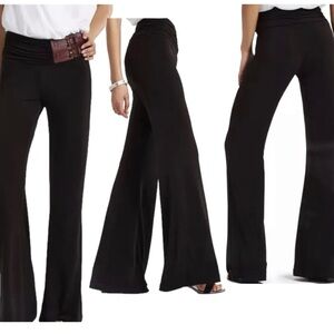 Marciano black burgundy faux leather buckle high waist wide leg pants stretchy M